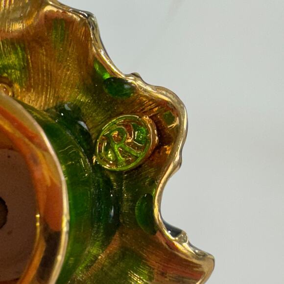 Perfume Bottle With Metal Frog Screw Top Dauber Multicolor Rhinestones Marked R - Picture 11 of 16